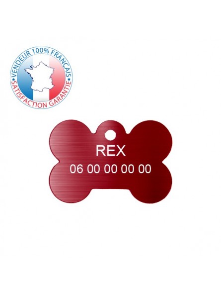 Médaille gravée pour chien os rouge Médaille gravée pour chien os rouge