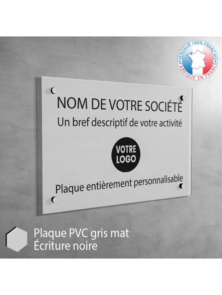 Plaque professionnelle en PVC GRIS MAT Plaque professionnelle en PVC GRIS MAT