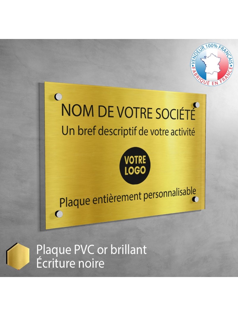 plaque professionnelle en plexiglas noire, lettres Or, cabinet medical