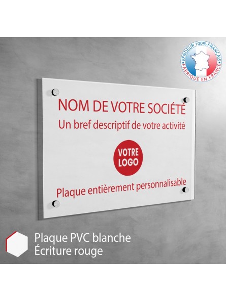 Plaque professionnelle en PVC Blanc écriture rouge médecin Plaque professionnelle en PVC Blanc écriture rouge médecin