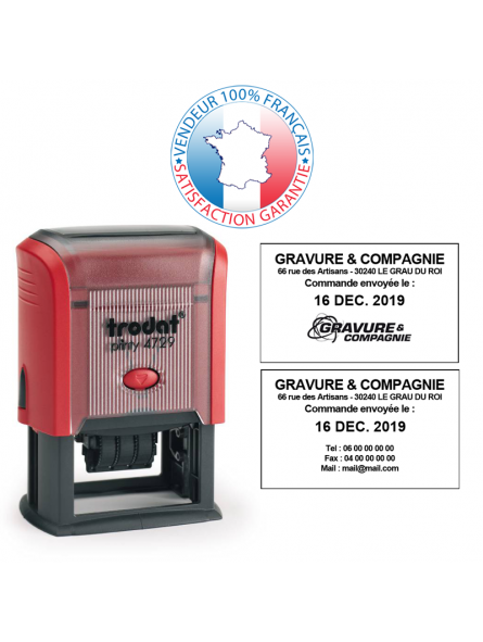 TRODAT PRINTY 4729 | Empreinte 3 + 3 lignes 50 x 30 mm offerte