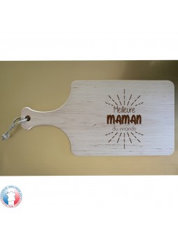 Planche à découper en Bois d'aulne avec  AVEC POIGNEE - Gravure Meilleure Maman du Monde | Cadeau fête des mères | 3 modèles