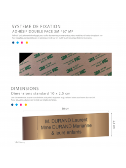 Plaque Boite Aux Lettres Avec Numéro Adhésive PVC – Plaque Gravée À Personnaliser 10 x 2,5 cm (Bronze écriture blanche)