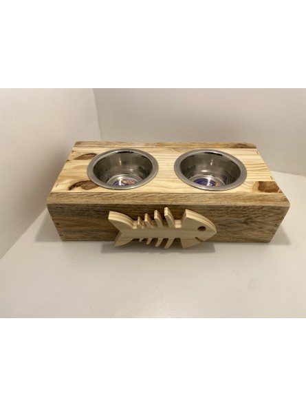 Support gamelle duo pour Chat - POISSON - Nom personnalisé Support gamelle duo pour Chat - POISSON - Nom personnalisé