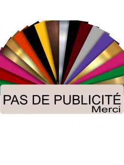 Plaque PAS DE PUBLICITÉ MERCI Adhésive PVC Pour Boîte Aux Lettres - Plaque Stop Pub - 8 cm x 2 cm (Beige)