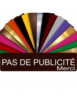 Plaque PAS DE PUBLICITÉ MERCI Adhésive PVC Pour Boîte Aux Lettres - Plaque Stop Pub - 8 cm x 2 cm (Marron)