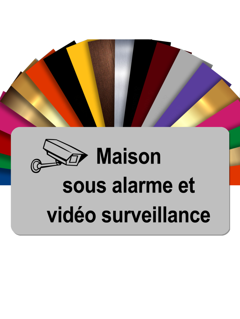 Plaque - Maison Sous Alarme Et Vidéosurveillance - Autocollante – Plaque De Maison PVC Adhésive 10 x 5 cm (Gris Mat)