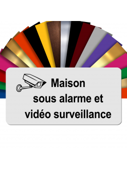 Plaque - Maison Sous Alarme Et Vidéosurveillance - Autocollante – Plaque De Maison PVC Adhésive 10 x 5 cm (Blanc écrit Noir)