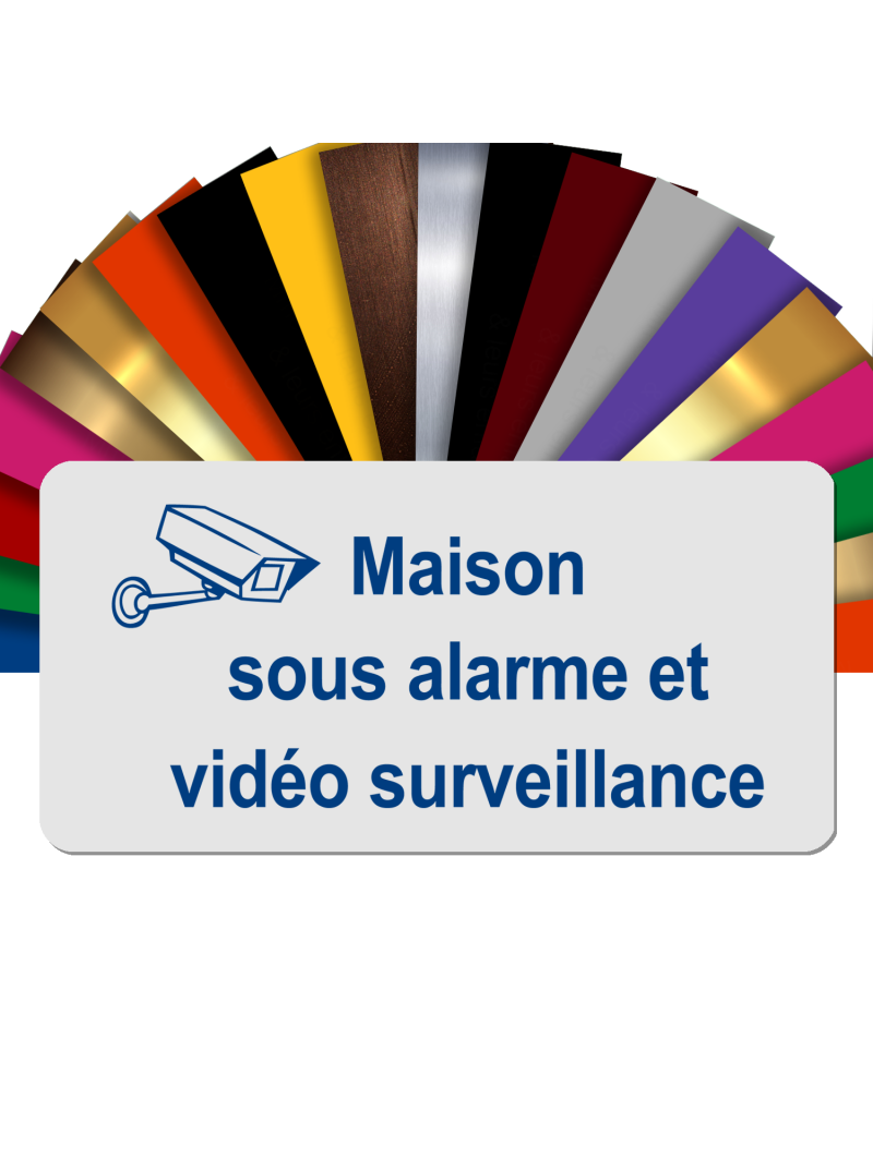 Plaque - Maison Sous Alarme Et Vidéosurveillance - Autocollante – Plaque De Maison PVC Adhésive 10 x 5 cm (Blanc écrit Bleu)