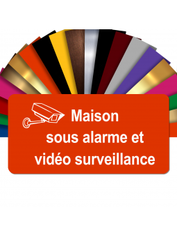 Plaque - Maison Sous Alarme Et Vidéosurveillance - Autocollante – Plaque De Maison PVC Adhésive 10 x 5 cm (Orange)