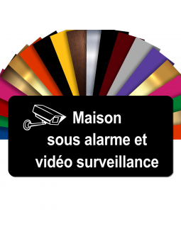 Plaque - Maison Sous Alarme Et Vidéosurveillance - Autocollante – Plaque De Maison PVC Adhésive 10 x 5 cm (Noir)