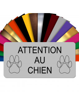 Plaque Attention Au Chien Autocollante – Plaque De Maison PVC Adhésive 10 x 5 cm (Gris Mat)