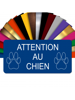 Plaque Attention Au Chien Autocollante – Plaque De Maison PVC Adhésive 10 x 5 cm (Bleu)