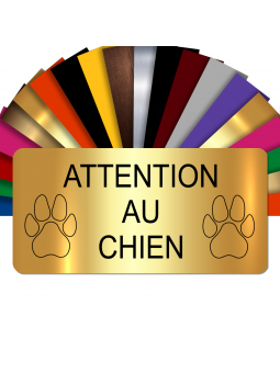 Plaque Attention Au Chien Autocollante – Plaque De Maison PVC Adhésive 10 x 5 cm (Or Brillant)