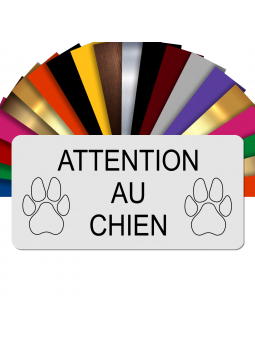 Plaque Attention Au Chien Autocollante – Plaque De Maison PVC Adhésive 10 x 5 cm (Blanc écrit Noir)