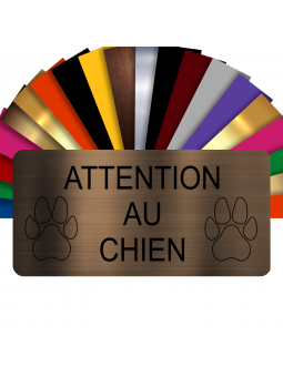 Plaque Attention Au Chien Autocollante – Plaque De Maison PVC Adhésive 10 x 5 cm (Bronze écrit Noir)