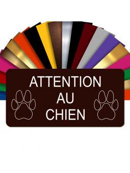 Plaque Attention Au Chien Autocollante – Plaque De Maison PVC Adhésive 10 x 5 cm (Marron)