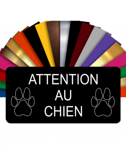 Plaque Attention Au Chien Autocollante – Plaque De Maison PVC Adhésive 10 x 5 cm (Noir)