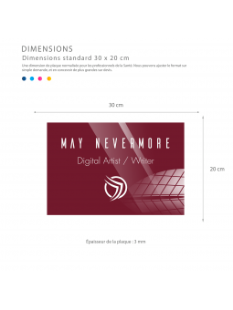 Plaque professionnelle en plexiglas fond Bourgogne à personnaliser | 30 x 20 cm