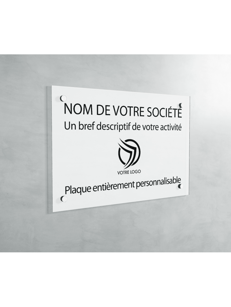 Plaque professionnelle en PVC Blanc écriture noire