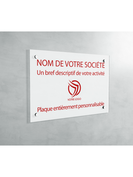 Plaque professionnelle en PVC Blanc écriture rouge médecin