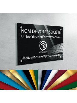 Plaque professionnelle en plexiglas fond Noir à personnaliser | 30 x 20 cm