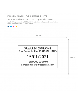 Tampon encreur dateur RECTANGLE 49 x 28 mm | 2 + 2 lignes | TRODAT METAL LINE 5440 | EMPREINTE OFFERTE